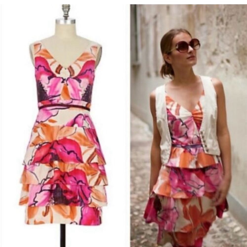 MOULINETTE SOEURS Anthropologie Fen Orchid Silk Dress 6